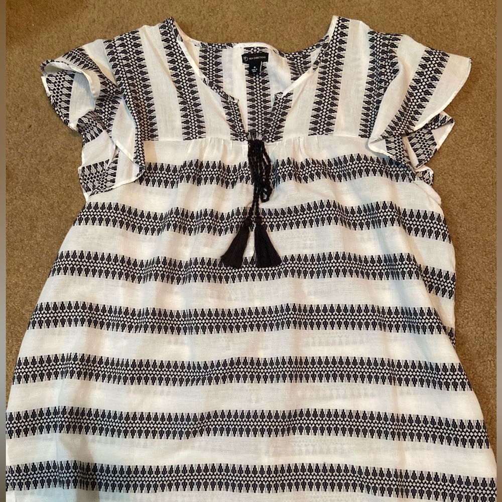 New Directions Monochrome Patterned Blouse